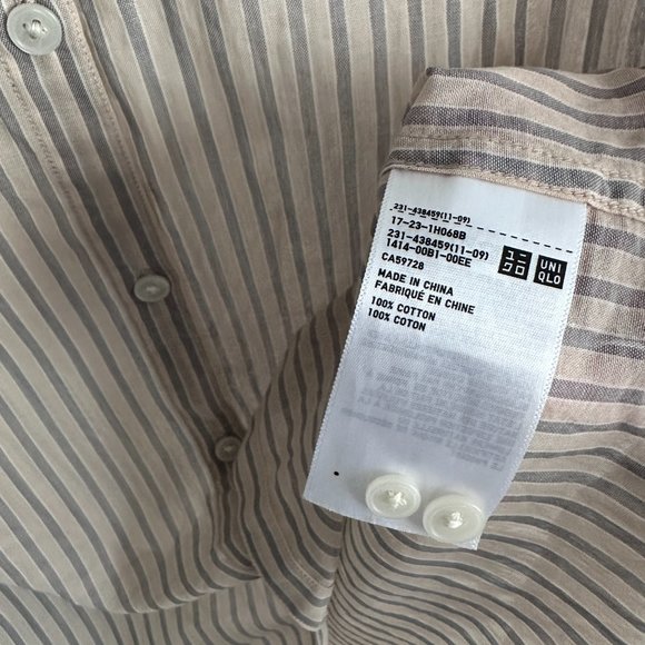 Uniqlo U Sheer Striped Long Sleeve Shirt - Size S - Picture 6 of 6